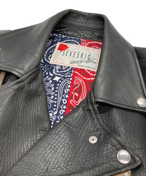 SEVESKIG（セヴシグ）SEVESKIG (セヴシグ) CALF COLOR RIDERS JACKET ブラック サイズ:Mの古着・服飾アイテム