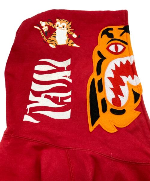A BATHING APE（アベイシングエイプ）A BATHING APE (アベイシングエイプ) タイガー ジップパーカー レッド サイズ:XLの古着・服飾アイテム