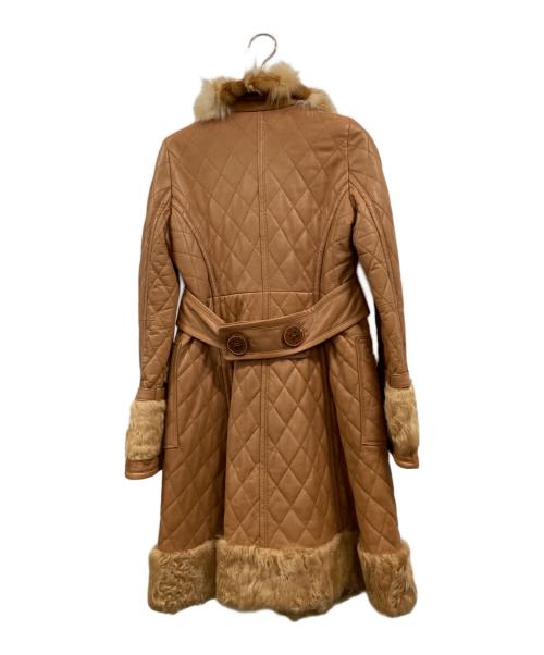 BURBERRY BLUE LABEL（バーバリー ブルー レーベル）BURBERRY BLUE LABEL (バーバリー ブルー レーベル) ラムレザーキルティングコート ブラウン サイズ:38の古着・服飾アイテム