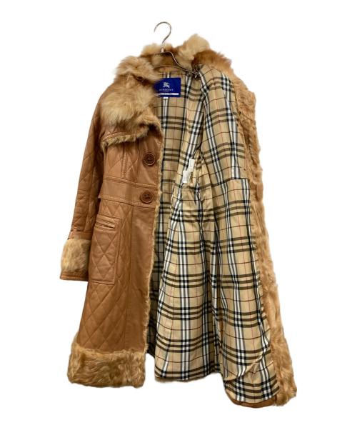 BURBERRY BLUE LABEL（バーバリー ブルー レーベル）BURBERRY BLUE LABEL (バーバリー ブルー レーベル) ラムレザーキルティングコート ブラウン サイズ:38の古着・服飾アイテム