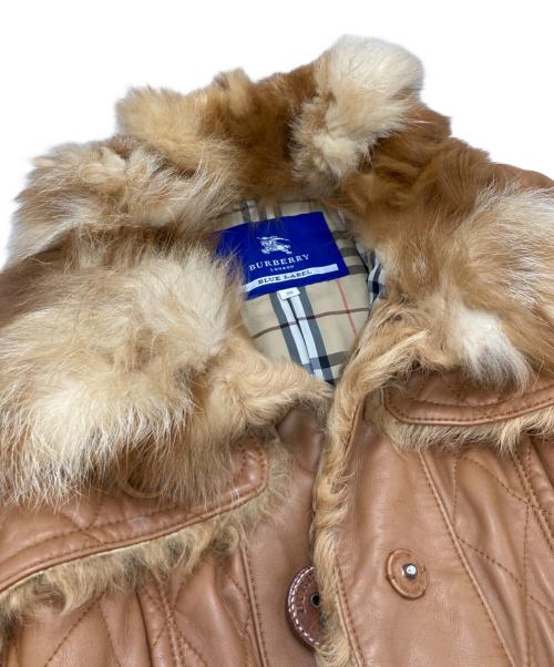 BURBERRY BLUE LABEL（バーバリー ブルー レーベル）BURBERRY BLUE LABEL (バーバリー ブルー レーベル) ラムレザーキルティングコート ブラウン サイズ:38の古着・服飾アイテム