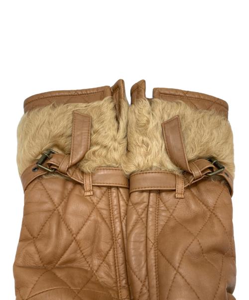 BURBERRY BLUE LABEL（バーバリー ブルー レーベル）BURBERRY BLUE LABEL (バーバリー ブルー レーベル) ラムレザーキルティングコート ブラウン サイズ:38の古着・服飾アイテム