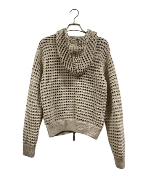 jent louis（ジェントルイス）jent louis (ジェントルイス) Mesh Knit Hoodie アイボリー サイズ:Mの古着・服飾アイテム