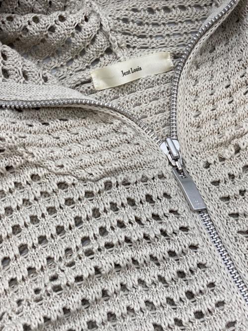 jent louis（ジェントルイス）jent louis (ジェントルイス) Mesh Knit Hoodie アイボリー サイズ:Mの古着・服飾アイテム