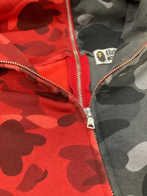 A BATHING APE（アベイシングエイプ）A BATHING APE (アベイシングエイプ) COLOR CAMO SEPARATE SHARK FZ HOODIE ブラック×レッド サイズ:2XLの古着・服飾アイテム