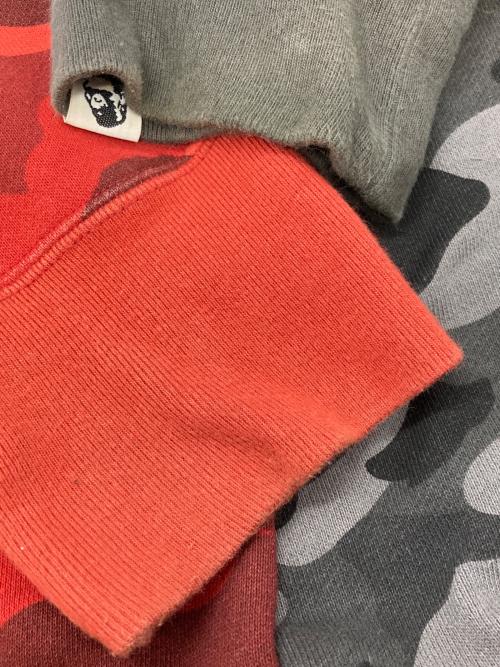 A BATHING APE（アベイシングエイプ）A BATHING APE (アベイシングエイプ) COLOR CAMO SEPARATE SHARK FZ HOODIE ブラック×レッド サイズ:2XLの古着・服飾アイテム
