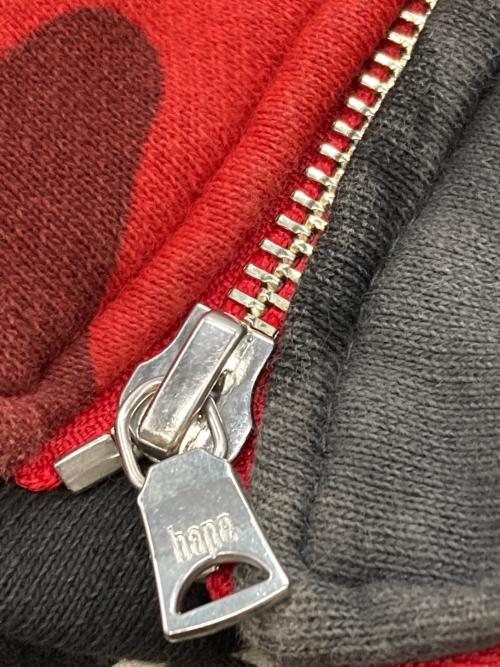 A BATHING APE（アベイシングエイプ）A BATHING APE (アベイシングエイプ) COLOR CAMO SEPARATE SHARK FZ HOODIE ブラック×レッド サイズ:2XLの古着・服飾アイテム