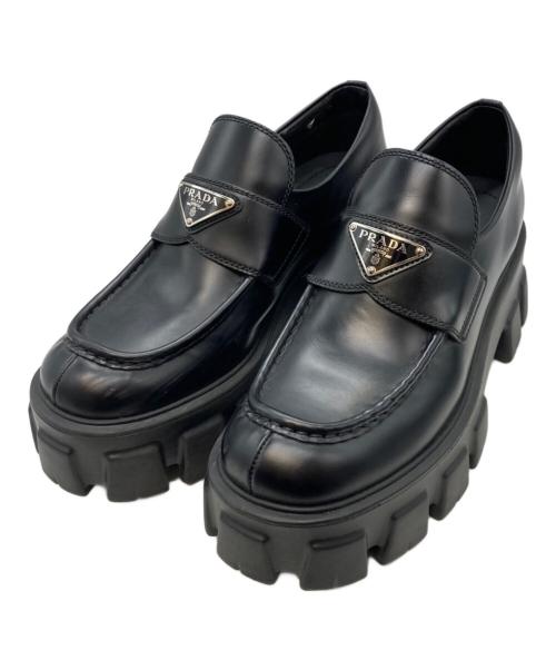 PRADA（プラダ）PRADA (プラダ) モノリス ブラッシュドレザーローファー ブラック サイズ:38.5の古着・服飾アイテム
