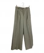 YOKEヨーク）の古着「WOOL TROPICAL 3PLEATED WIDE-LEG TROUSERS」｜グリーン