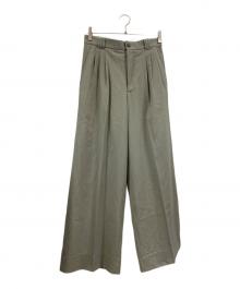 YOKE（ヨーク）の古着「WOOL TROPICAL 3PLEATED WIDE-LEG TROUSERS」｜グリーン