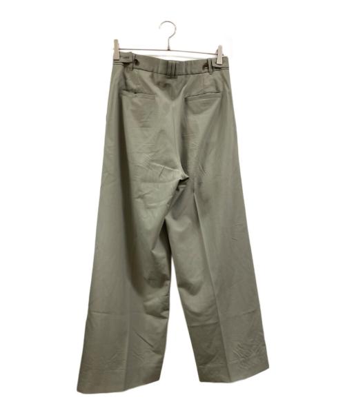 YOKE（ヨーク）YOKE (ヨーク) WOOL TROPICAL 3PLEATED WIDE-LEG TROUSERS グリーン サイズ:2の古着・服飾アイテム