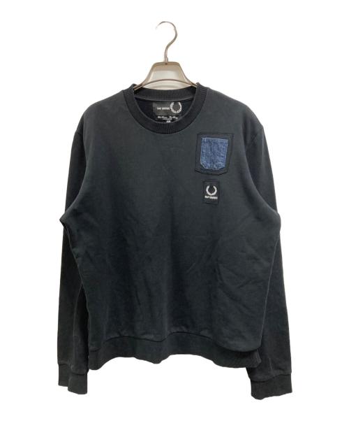 FRED PERRY（フレッドペリー）FRED PERRY (フレッドペリー) RAF SIMONS (ラフシモンズ) デニムポケット付きスウェット ブラック サイズ:40の古着・服飾アイテム