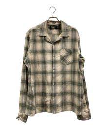 RRL（ダブルアールエル）の古着「レーヨン混オープンカラーチェックシャツ」｜グリーン×ホワイト