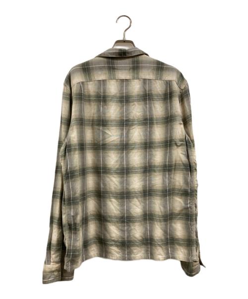 RRL（ダブルアールエル）RRL (ダブルアールエル) レーヨン混オープンカラーチェックシャツ グリーン×ホワイト サイズ:Mの古着・服飾アイテム