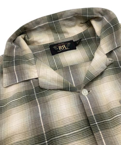 RRL（ダブルアールエル）RRL (ダブルアールエル) レーヨン混オープンカラーチェックシャツ グリーン×ホワイト サイズ:Mの古着・服飾アイテム