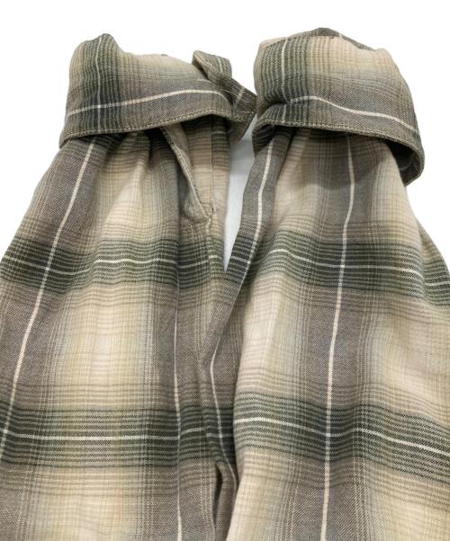 RRL（ダブルアールエル）RRL (ダブルアールエル) レーヨン混オープンカラーチェックシャツ グリーン×ホワイト サイズ:Mの古着・服飾アイテム