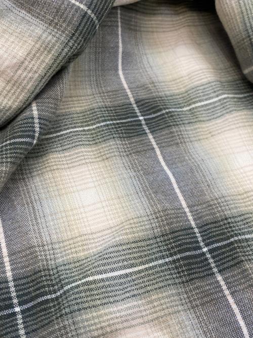 RRL（ダブルアールエル）RRL (ダブルアールエル) レーヨン混オープンカラーチェックシャツ グリーン×ホワイト サイズ:Mの古着・服飾アイテム
