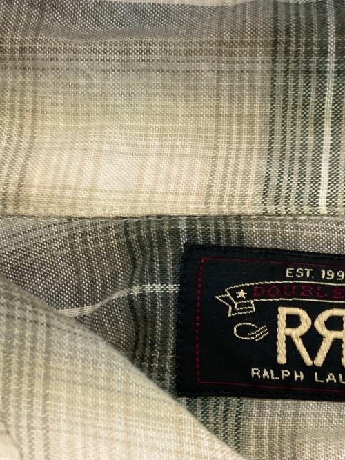 RRL（ダブルアールエル）RRL (ダブルアールエル) レーヨン混オープンカラーチェックシャツ グリーン×ホワイト サイズ:Mの古着・服飾アイテム