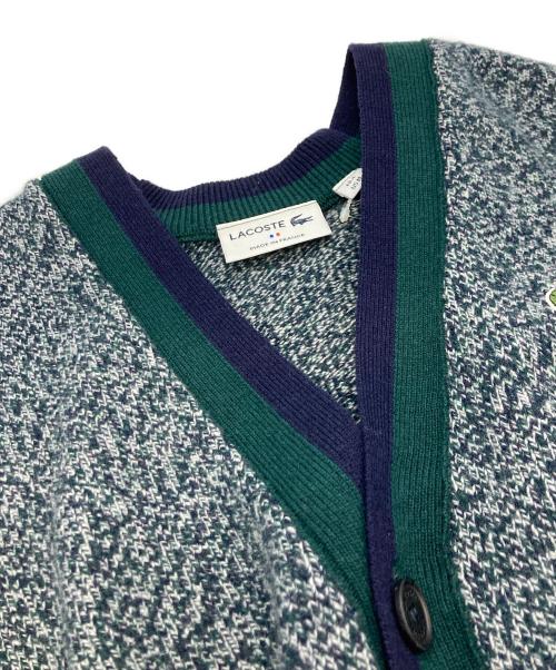 LACOSTE（ラコステ）LACOSTE (ラコステ) メランジワンポイントロゴニットカーディガン グリーン×ネイビー サイズ:4の古着・服飾アイテム