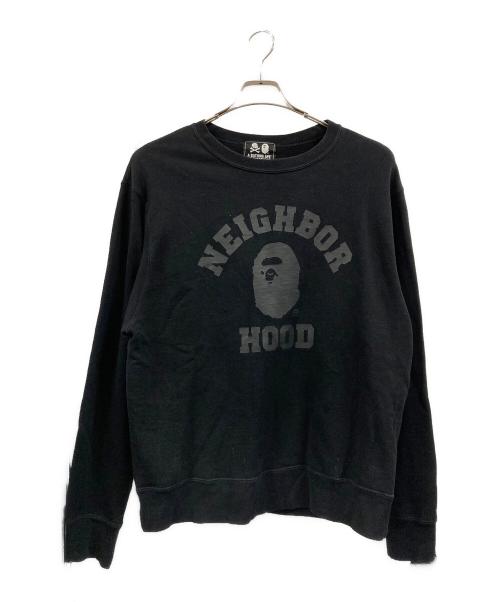A BATHING APE（アベイシングエイプ）A BATHING APE (アベイシングエイプ) NEIGHBORHOOD (ネイバーフッド) RELAXED FIT CREWNECK SWEAT ブラック サイズ:Ⅼの古着・服飾アイテム