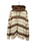 SUPREMEシュプリーム）の古着「striped hooded crewneck」｜ベージュ