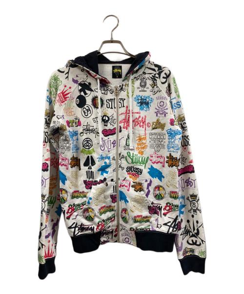 stussy（ステューシー）stussy (ステューシー) 歴代ロゴジップパーカー ホワイト サイズ:Mの古着・服飾アイテム