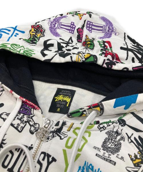 stussy（ステューシー）stussy (ステューシー) 歴代ロゴジップパーカー ホワイト サイズ:Mの古着・服飾アイテム
