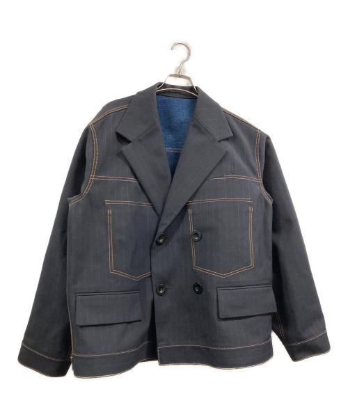 sacai（サカイ）sacai (サカイ) Chalk Stripe Bonding Jacket ブラック サイズ:3の古着・服飾アイテム