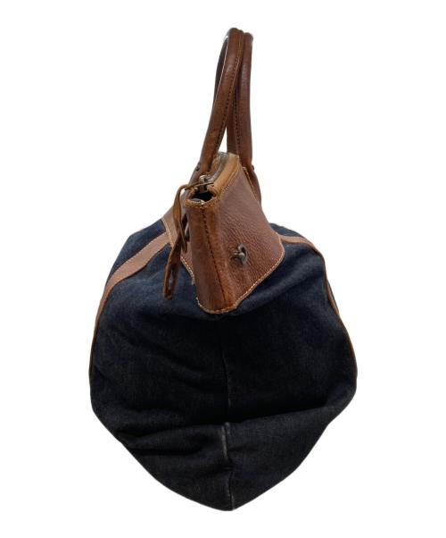 RRL（ダブルアールエル）RRL (ダブルアールエル) デニムレザートートバッグ ネイビー×ブラウンの古着・服飾アイテム