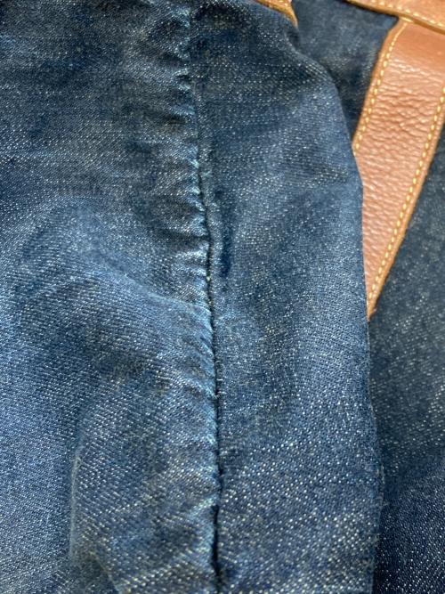 RRL（ダブルアールエル）RRL (ダブルアールエル) デニムレザートートバッグ ネイビー×ブラウンの古着・服飾アイテム