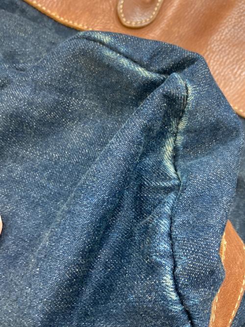 RRL（ダブルアールエル）RRL (ダブルアールエル) デニムレザートートバッグ ネイビー×ブラウンの古着・服飾アイテム