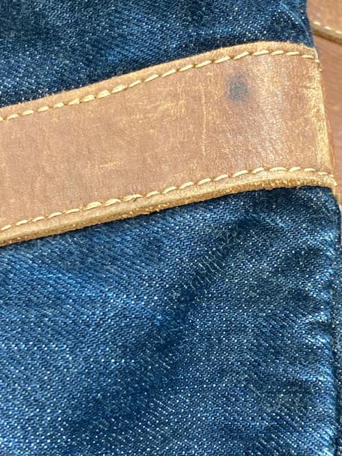 RRL（ダブルアールエル）RRL (ダブルアールエル) デニムレザートートバッグ ネイビー×ブラウンの古着・服飾アイテム