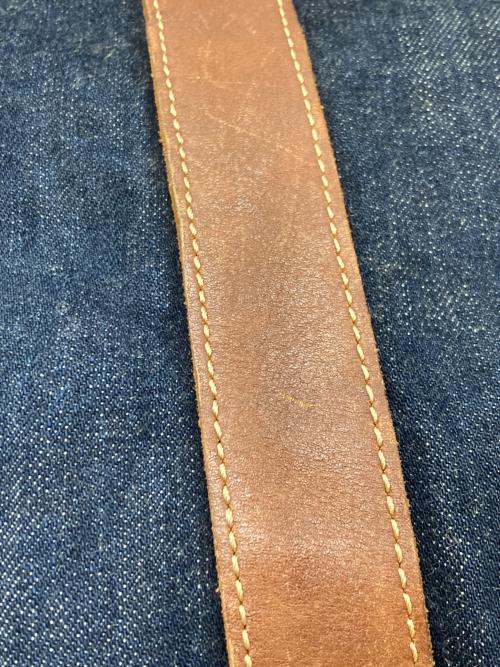 RRL（ダブルアールエル）RRL (ダブルアールエル) デニムレザートートバッグ ネイビー×ブラウンの古着・服飾アイテム