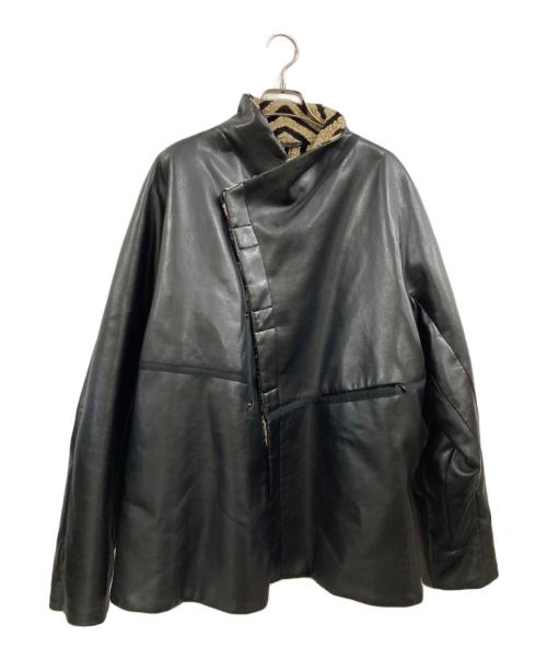 EMPORIO ARMANI（エンポリオ アルマーニ）EMPORIO ARMANI (エンポリオ アルマーニ) エコレザージャケット ブラック×ブラウン サイズ:50の古着・服飾アイテム