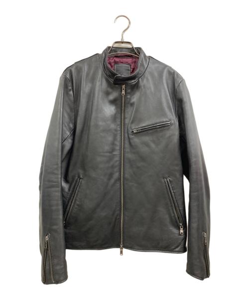 TETE HOMME（テット オム）TETE HOMME (テット オム) ラムレザーライダースジャケット ブラック サイズ:6の古着・服飾アイテム