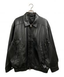 BEAMS（ビームス）の古着「ワイドフィット 4ポケット レザー ブルゾン」｜ブラック