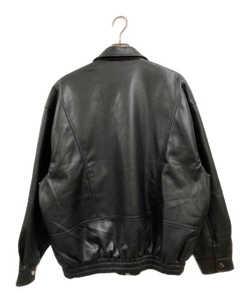 BEAMS（ビームス）BEAMS (ビームス) ワイドフィット 4ポケット レザー ブルゾン ブラック サイズ:Ⅼの古着・服飾アイテム