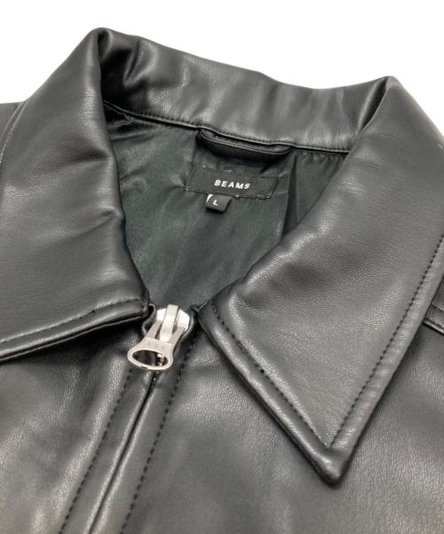 BEAMS（ビームス）BEAMS (ビームス) ワイドフィット 4ポケット レザー ブルゾン ブラック サイズ:Ⅼの古着・服飾アイテム