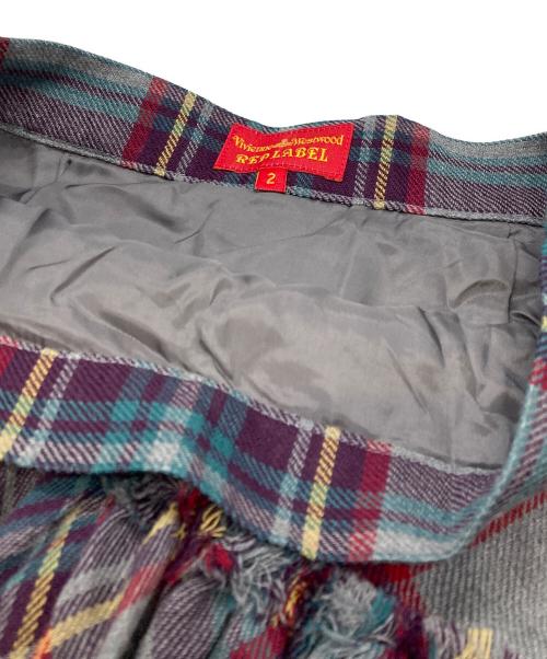 Vivienne Westwood RED LABEL（ヴィヴィアンウエストウッドレッドレーベル）Vivienne Westwood RED LABEL (ヴィヴィアンウエストウッドレッドレーベル) タータンプリーツスカート ネイビー サイズ:2の古着・服飾アイテム