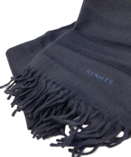 HERMES（エルメス）HERMES (エルメス) カシミヤストール ネイビーの古着・服飾アイテム