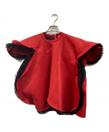 COMME des GARCONS（コムデギャルソン）の古着「フリルチュール 変形 ボンディング プルオーバーシャツ / ケープ」｜レッド