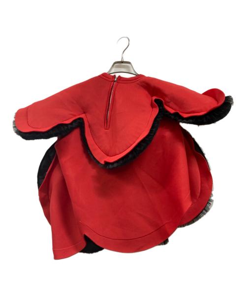 COMME des GARCONS（コムデギャルソン）COMME des GARCONS (コムデギャルソン) フリルチュール 変形 ボンディング プルオーバーシャツ / ケープ レッド サイズ:Sの古着・服飾アイテム
