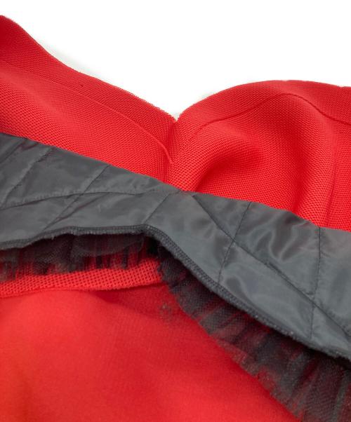 COMME des GARCONS（コムデギャルソン）COMME des GARCONS (コムデギャルソン) フリルチュール 変形 ボンディング プルオーバーシャツ / ケープ レッド サイズ:Sの古着・服飾アイテム