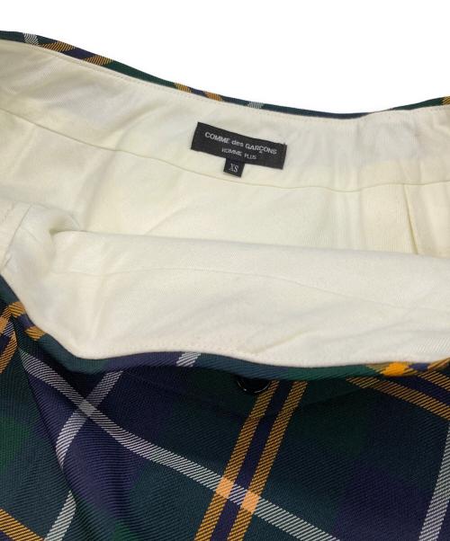 COMME des GARCONS HOMME PLUS（コムデギャルソンオムプリュス）COMME des GARCONS HOMME PLUS (コムデギャルソンオムプリュス) アシメチェックスカート グリーン サイズ:XSの古着・服飾アイテム