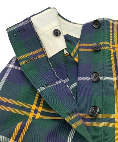 COMME des GARCONS HOMME PLUS（コムデギャルソンオムプリュス）COMME des GARCONS HOMME PLUS (コムデギャルソンオムプリュス) アシメチェックスカート グリーン サイズ:XSの古着・服飾アイテム