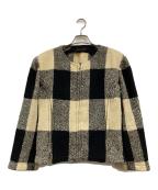 COMME des GARCONSコムデギャルソン）の古着「ブロックチェックジップデザインブルゾン」｜アイボリー