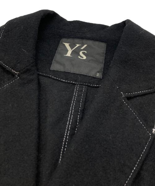 Y's（ワイズ）Y's (ワイズ) ステッチ刺繍ウールテーラードジャケット ブラック サイズ:2の古着・服飾アイテム
