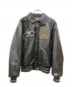 A BATHING APEアベイシングエイプ）の古着「B)APE LEATHER VARSITY JACKET」｜ブラック