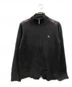 BURBERRY BLACK LABELバーバリーブラックレーベル）の古着「チェック柄切替ドライバーズニット」｜ブラック
