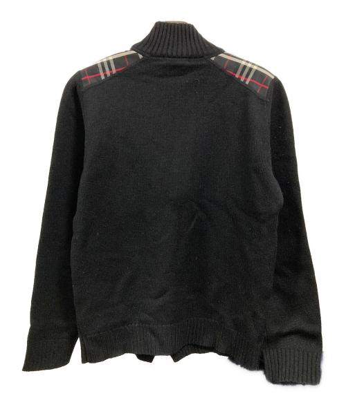 BURBERRY BLACK LABEL（バーバリーブラックレーベル）BURBERRY BLACK LABEL (バーバリーブラックレーベル) チェック柄切替ドライバーズニット ブラック サイズ:Lの古着・服飾アイテム